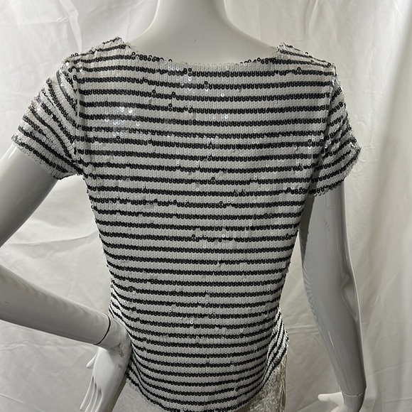 NWOT MASION JULES Striped Black & White Sequin Top Size:Small - Picture 8 of 11